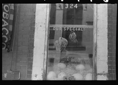 New York, New York. 61st Street between 1st and 3rd Avenues. A shop…, New York (State), 1938