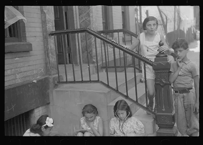 New York, New York. 61st Street between 1st and 3rd Avenues. Children…, New York (State), 1938