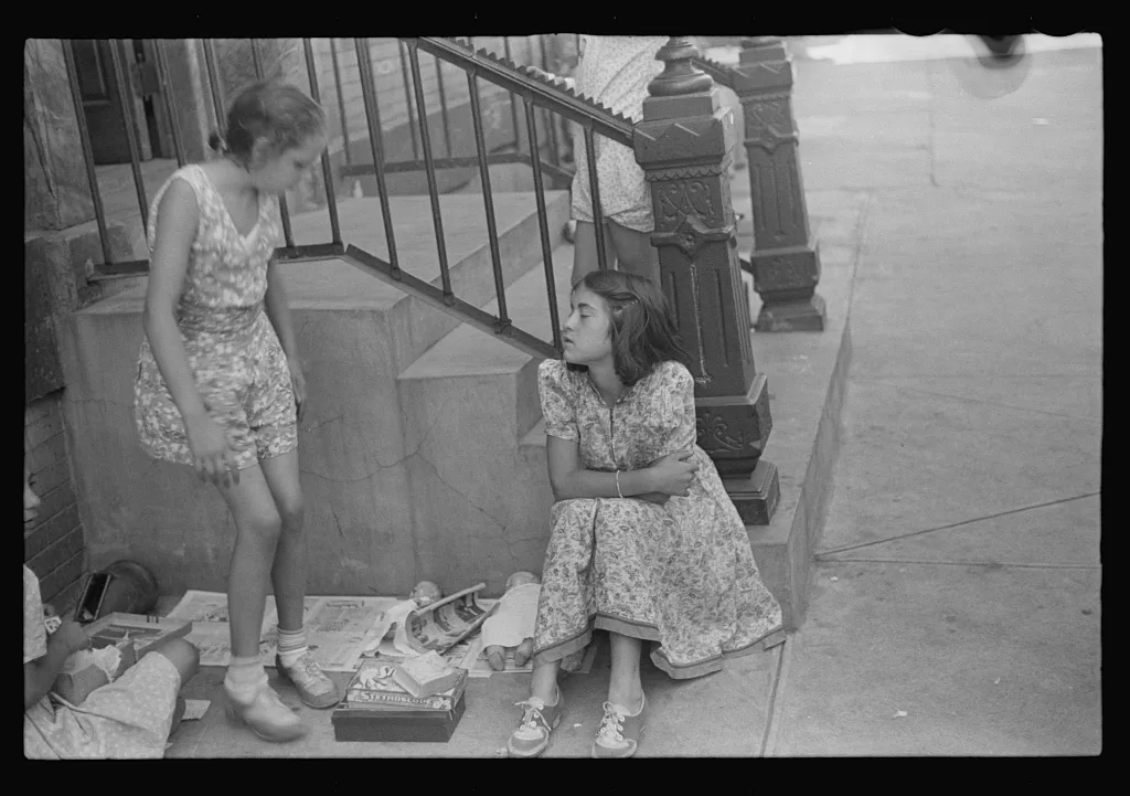 New York, New York. 61st Street between 1st and 3rd Avenues. Children…, New York (State), 1938