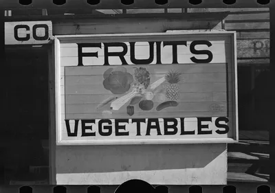 [Untitled photo, possibly related to: Fruit sign. Beaufort, South…, South Carolina, 1936