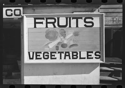 [Untitled photo, possibly related to: Fruit sign. Beaufort, South…, South Carolina, 1936