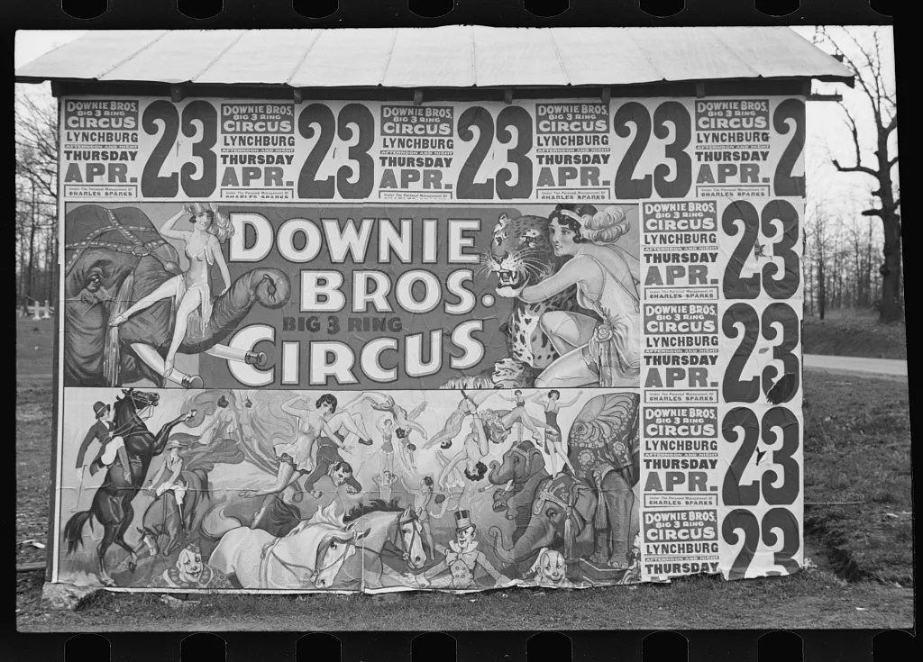[Untitled photo, possibly related to: [Posters covering a building…, 1936