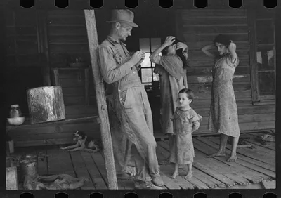 Floyd Burroughs and Tengle children, Hale County, Alabama, 1936