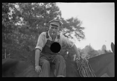 Floyd Burroughs, on mule, Hale County, Alabama, 1936