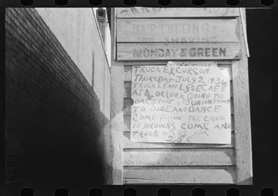 [Untitled photo, possibly related to: Excursion sign, Alabama], 1936