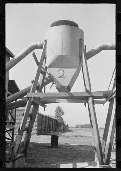 [Untitled photo, possibly related to: Cotton gin and wagons. Vicinity…, Alabama, 1936