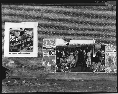 Show poster in Alabama town, 1936