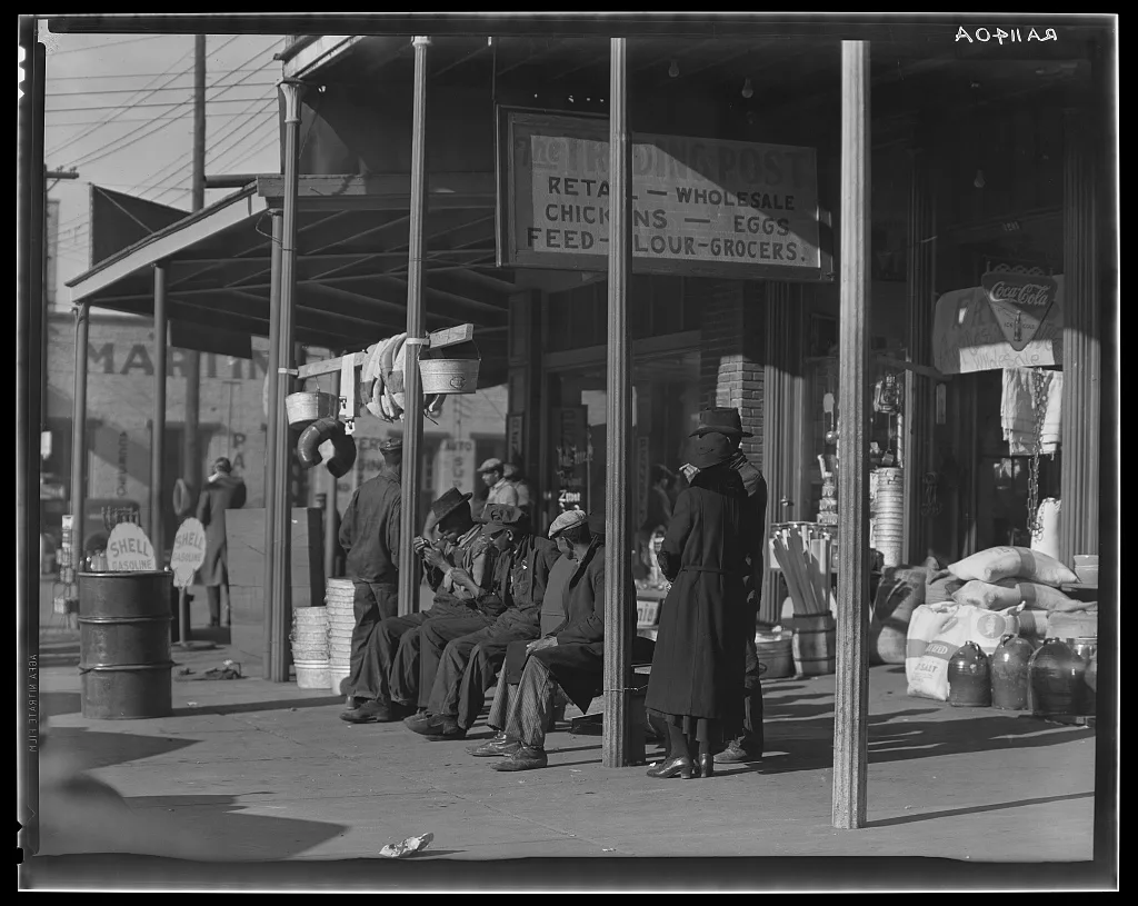 Sidewalk scene in Selma, Alabama, 1935