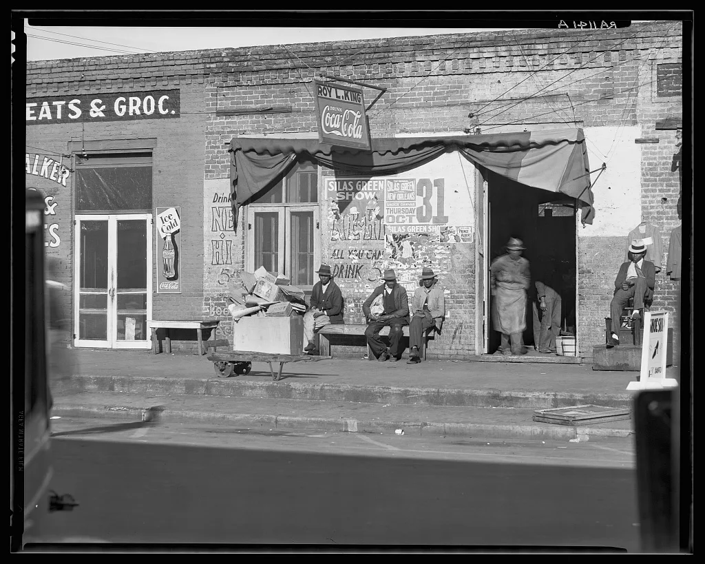 Sidewalk scene in Selma, Alabama, 1935