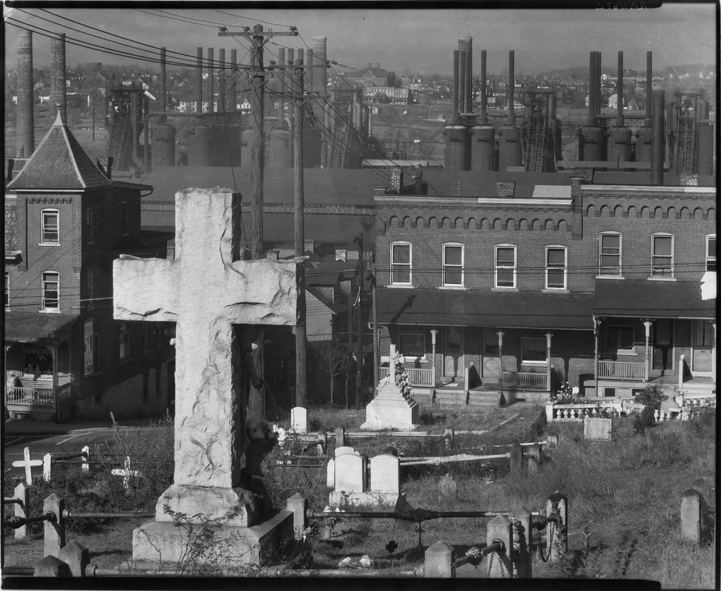 Bethlehem graveyard and steel mill. Pennsylvania, 1935
