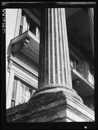 Belle Grove Plantation, Louisiana, 1858. Closeup of column, 1936