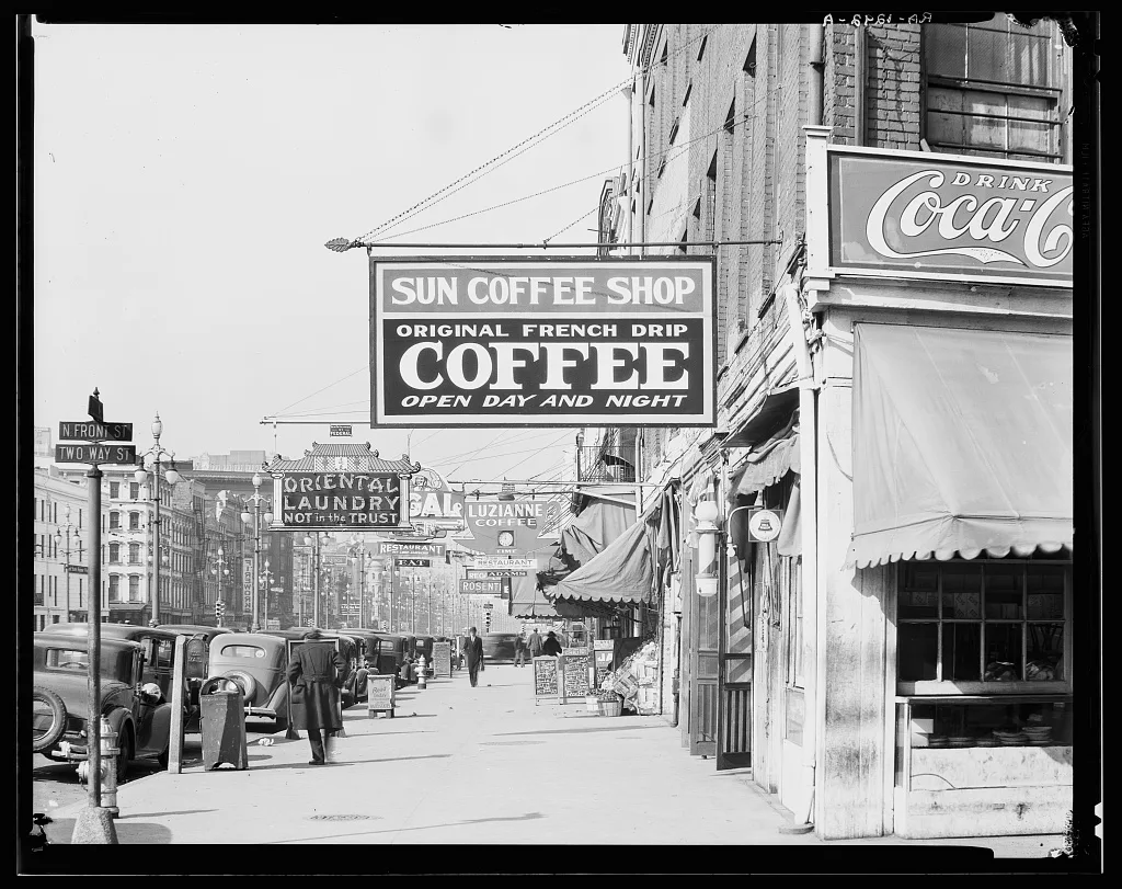 New Orleans downtown street. Louisiana, 1935
