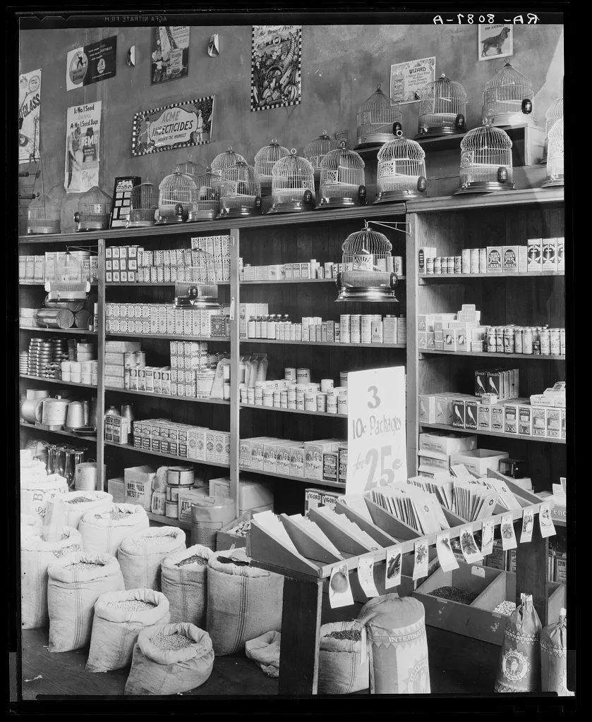 Seed store interior. Vicksburg, Mississippi, 1936