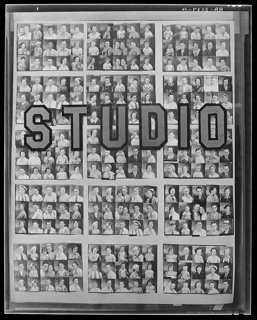 Photographer's window of penny portraits. Birmingham, Alabama, 1936