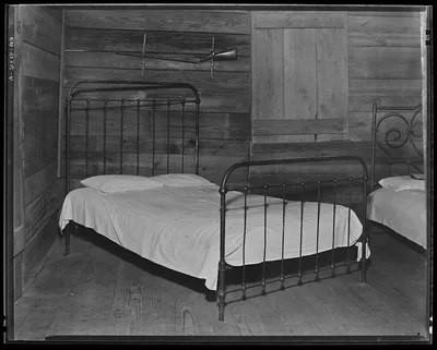 Part of the bedroom of Floyd Burroughs' cabin. Hale County, Alabama, 1936