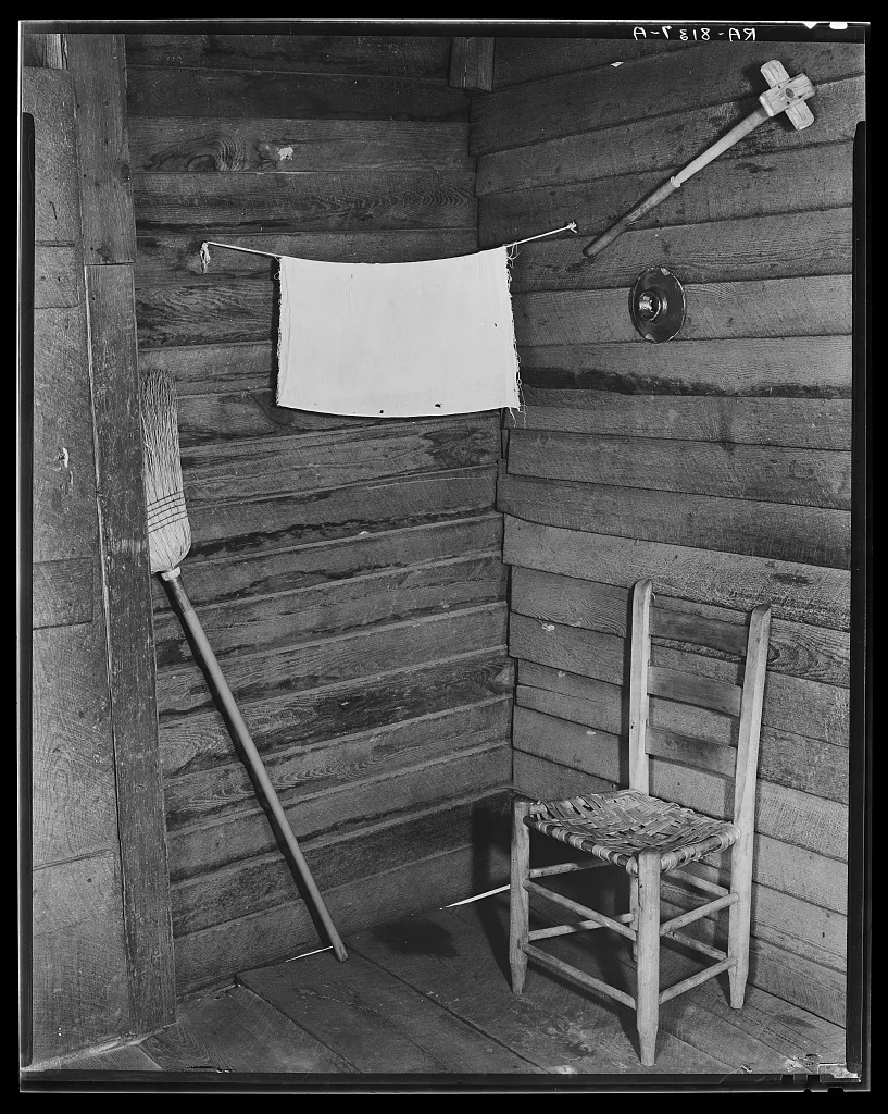 Corner of kitchen in Floyd Burroughs' cabin. Hale County, Alabama, 1936