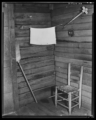 Corner of kitchen in Floyd Burroughs' cabin. Hale County, Alabama, 1936