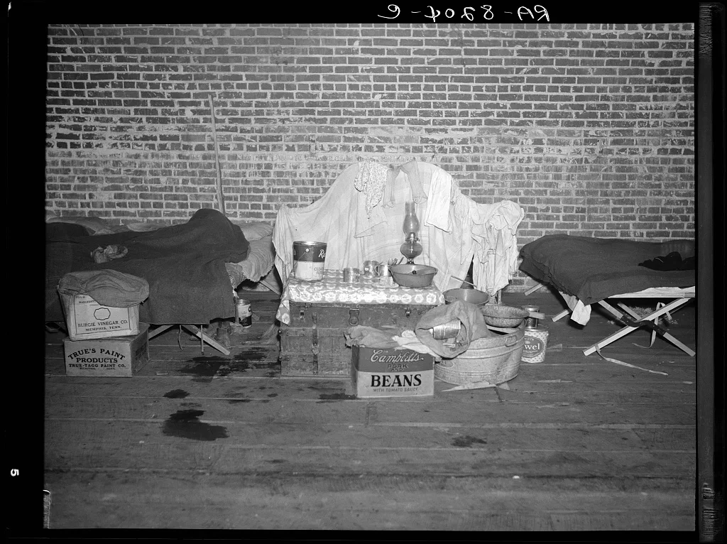 Household goods of a Negro flood refugee in the temporary infirmary.…, Arkansas, 1937