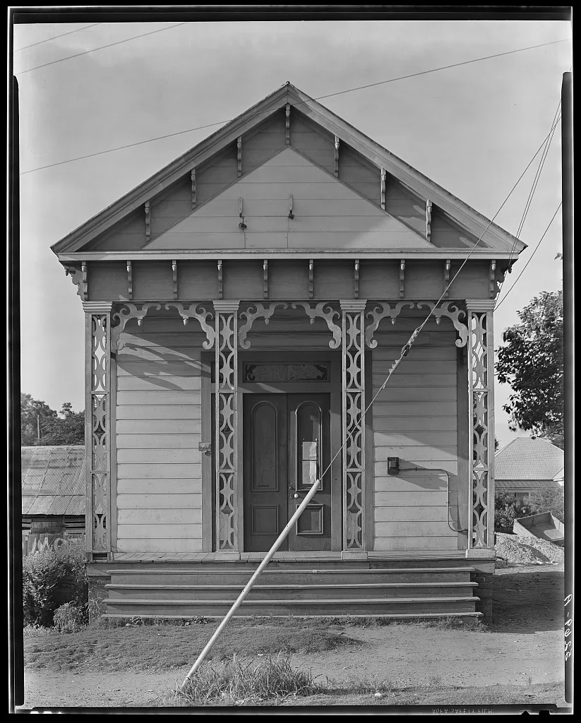 Frame building with jigsaw ornament. Southeastern United States, 1936